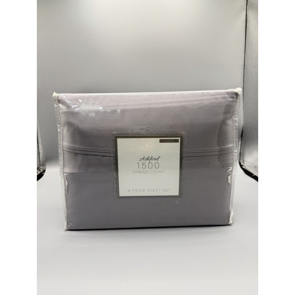 Ashford Solid KING Dark Grey 1500 Thread Count 4 Piece Sheet Set NEW